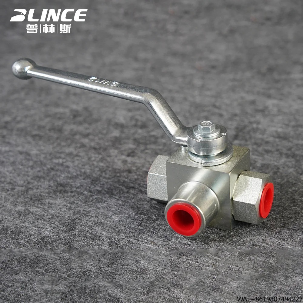 KHB3K 3 Way Hydraulic Ball Valve 31.5MPa 500bar BSP NPT Thread 2 Position Manual Switch Changeover Hydraulic Diverter Valve