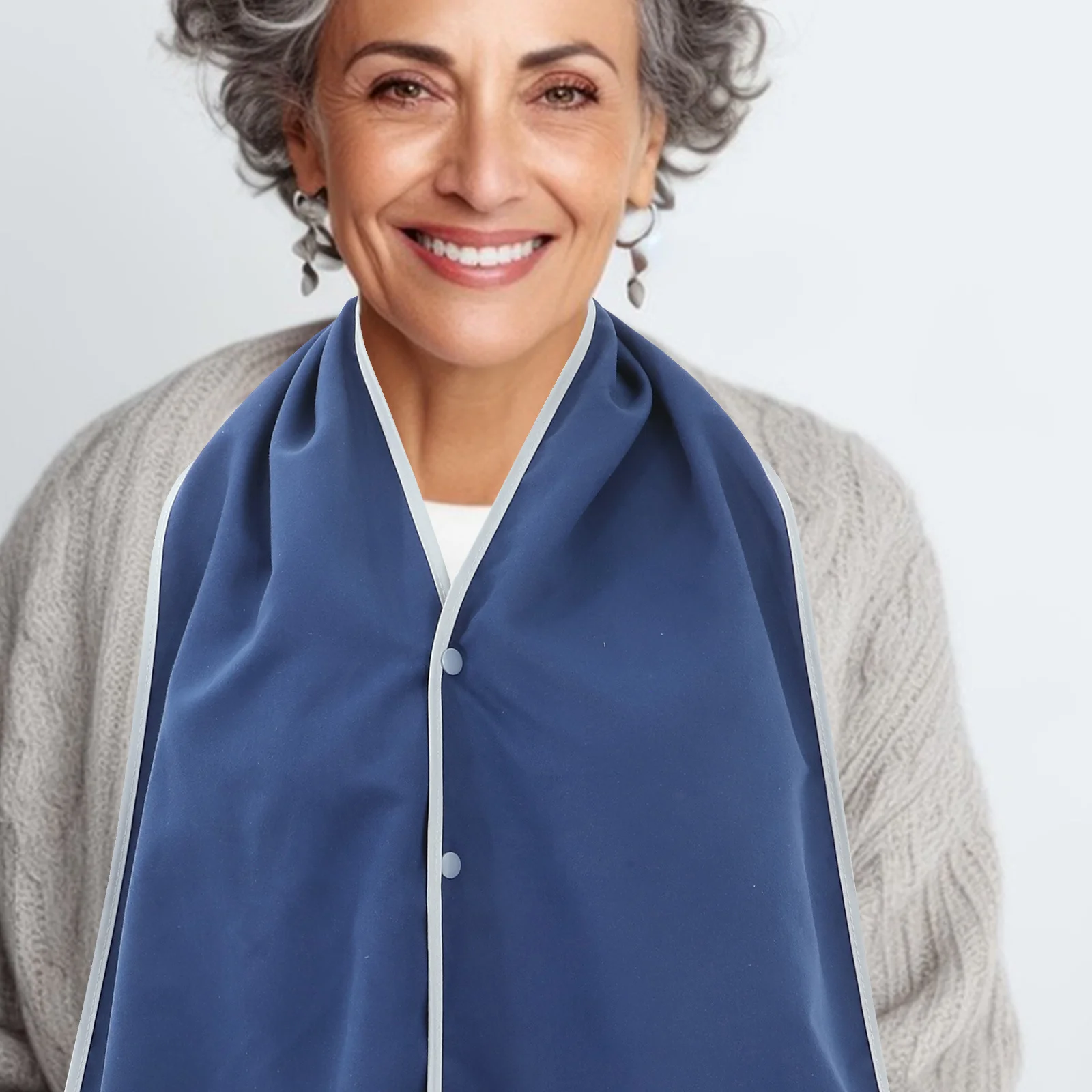 

Comfortable Feeding Bib for Elderly Polyester Dining Scarf Full Coverage Mealtime Assistance Caregiver Aid Bib