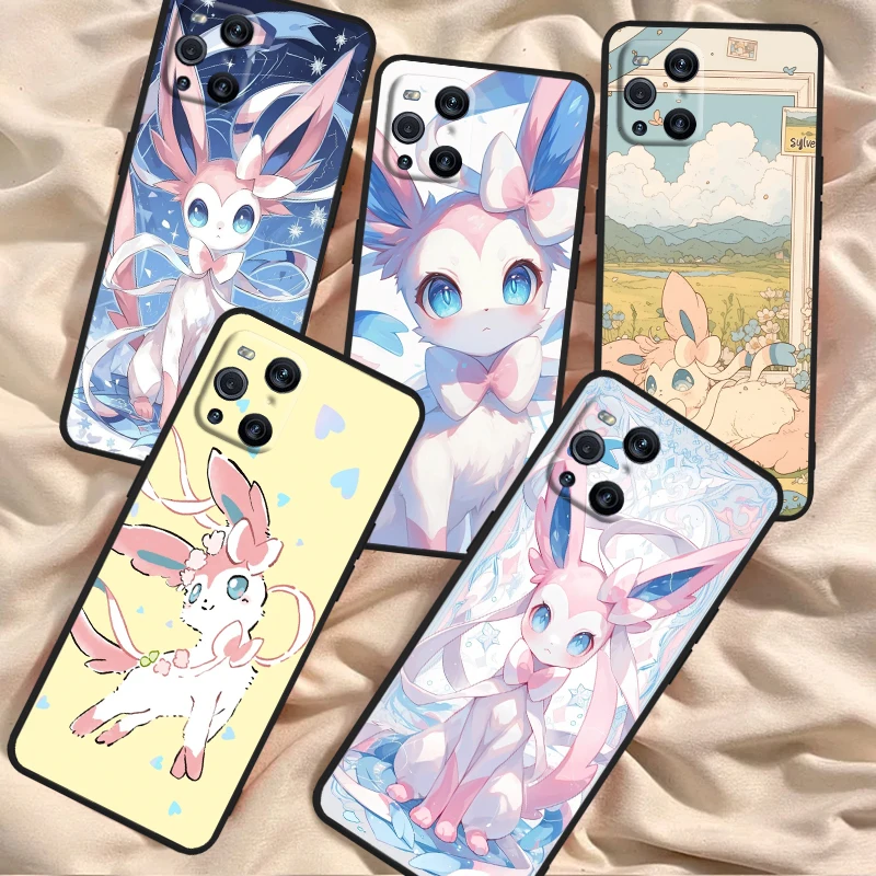 

P-Pokemon Fairy Ibrahimon Cute For OPPO Find X6 X5 X3 A54S A5 A94 A16 A53S A57 A74 A72 A98 A78 A96 A9 5G Black TPU Phone Case