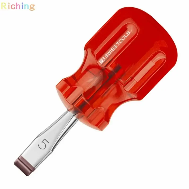 PB SWISS TOOLS PB 135 Classic Stubby Screwdrivers, for Slotted Screws, Short Handle and Short Blade, Ideal for Tight Spaces