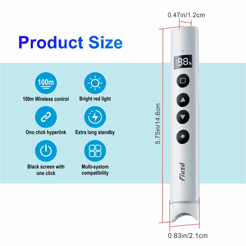 Powerpoint Pen Wireless Presentation Clicker Type-C Rechagable Remote Control Pen for Office Teaching Projector PPT Presenter