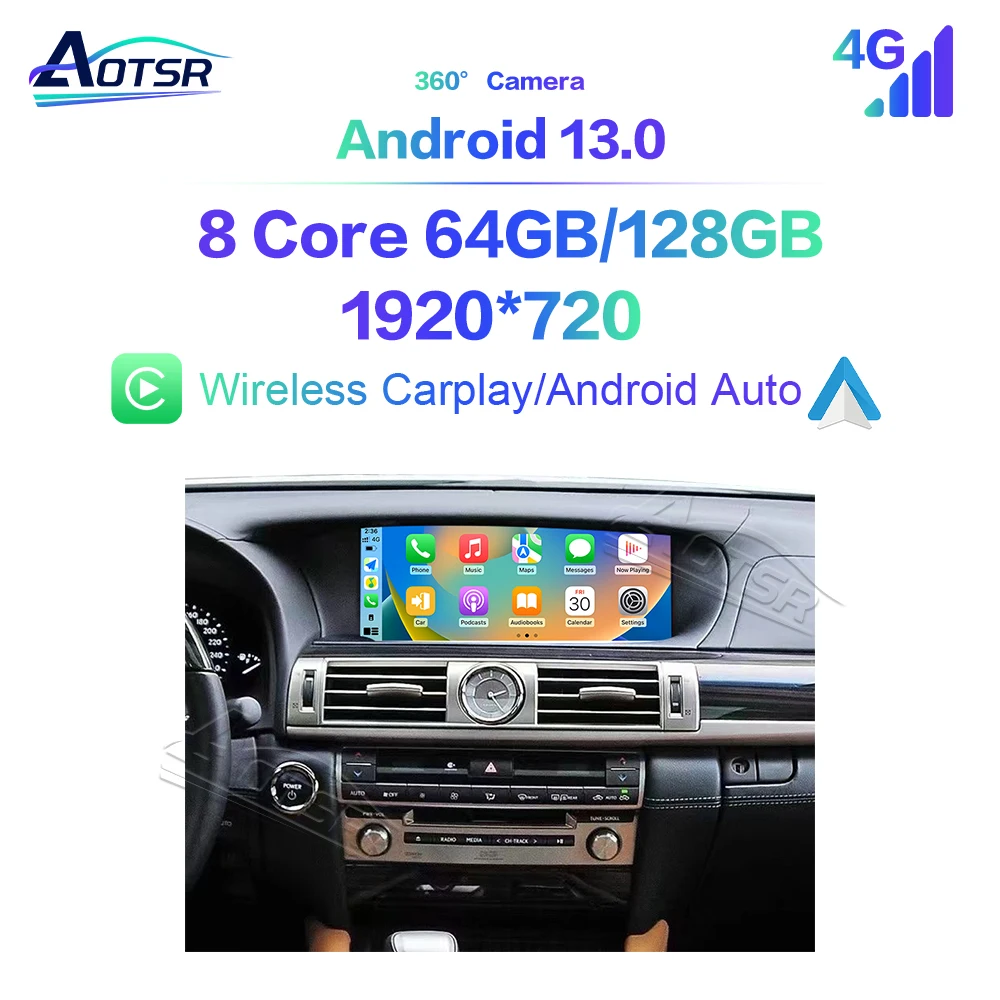 12.3' Android 13 for Lexus LS 2013-2016 Qualcomm Touch Car Screen Navigation Carplay Car Radio DSP Multimedia Player  1920*720