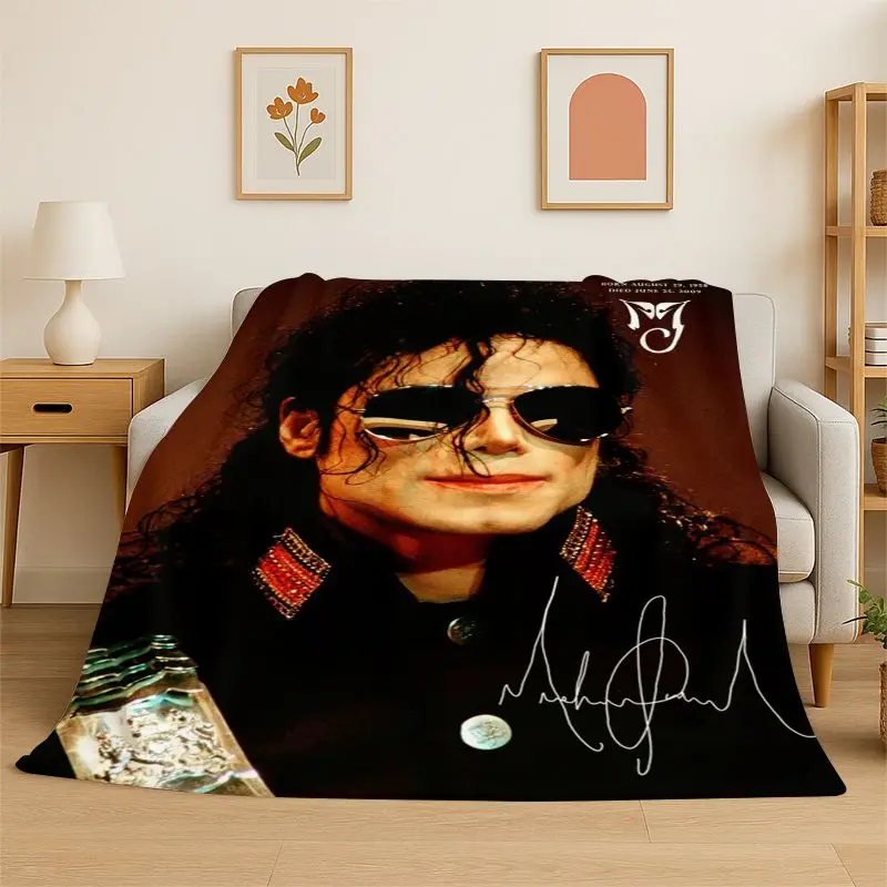 King of Pop Star MJ Michael Jackson Flannel Blanket Soft Warm Throw Blanket for Bedroom Living Room Bed Travel Camping Picnic