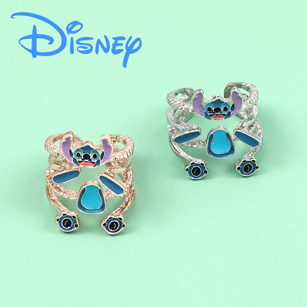 Disney Lilo & Stitch Silver Bronze Color Rings Kawaii Stitch Multi-Storey Adjustable Open Rings for Girl Jewelry Accessory Gifts