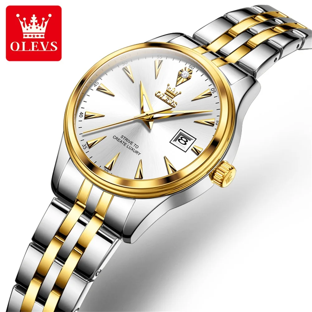 OLEVS Brand Fashion Quartz Watch Women Luxury Stainless Steel Waterproof Luminous Date Womens Dress Watches Relogio Feminino