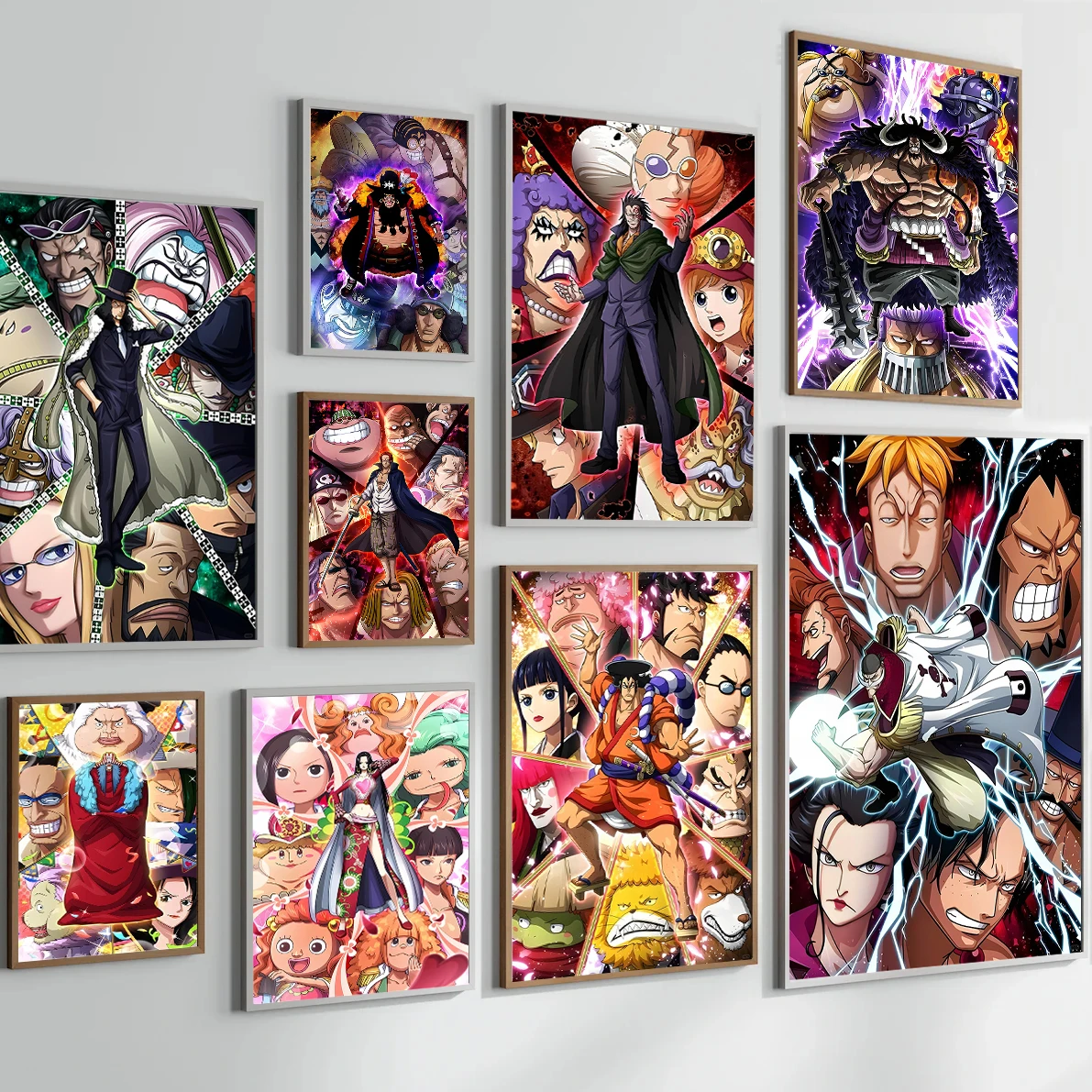 One Piece Kaido Self-adhesive Poster Buggy Sticker Home Decoration Painting Anime Wallpaper Figures HD Wall Art Hancock Kid Gift