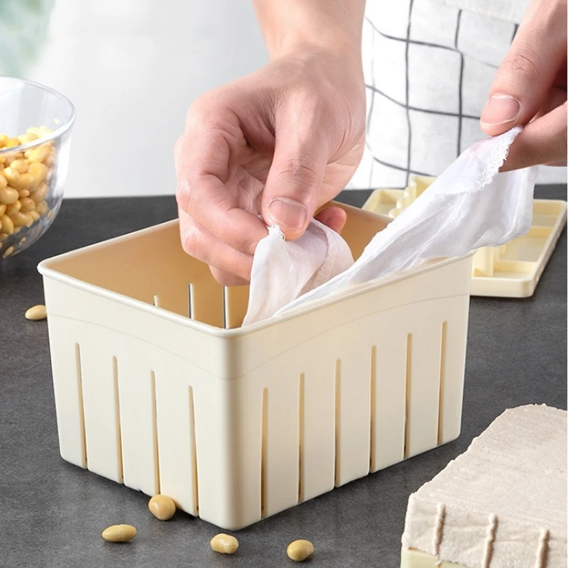 Juego de herramientas de cocina, molde de prensa de Tofu de plástico DIY, molde de Tofu casero, molde para hacer Tofu de cuajada de soja con tela de queso