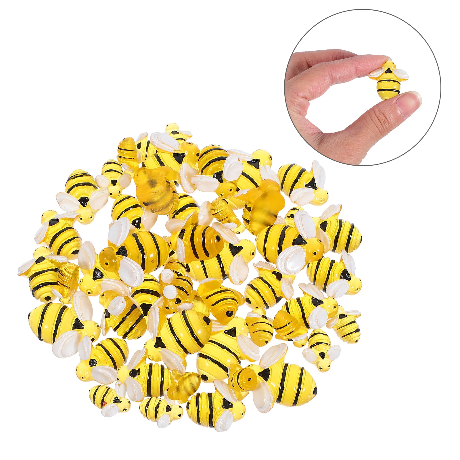 

50Pcs Mini Glowing Resin Bee Charms DIY Craft Embellishments for Phone Cases Dollhouses Gardens Party Decorations