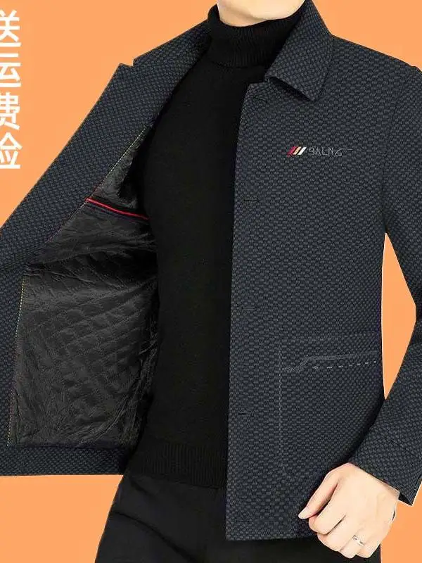 

Casual Short Style Men's Jacket 2023 Spring Autumn New Fashion High End Flip Collar Dad Coat Comfortable Polyester Material