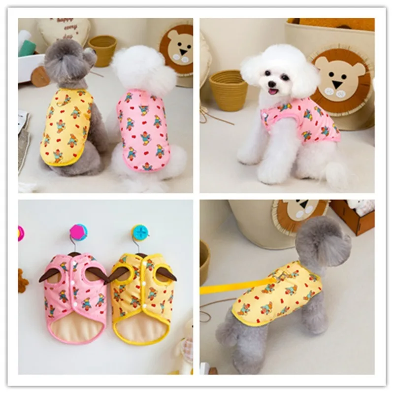 Cute Cartoon Bear Dog Coats Winter Fleece Pet Dog Clothes for Small Medium Dogs Vests Yorkshire Terrier Clothing Puppy Jackets