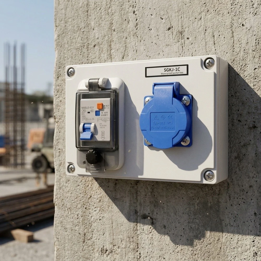 Wall Distributor 16A 250V with 63A Circuit Breaker Residual Current Protection for Construction and Industrial Sites