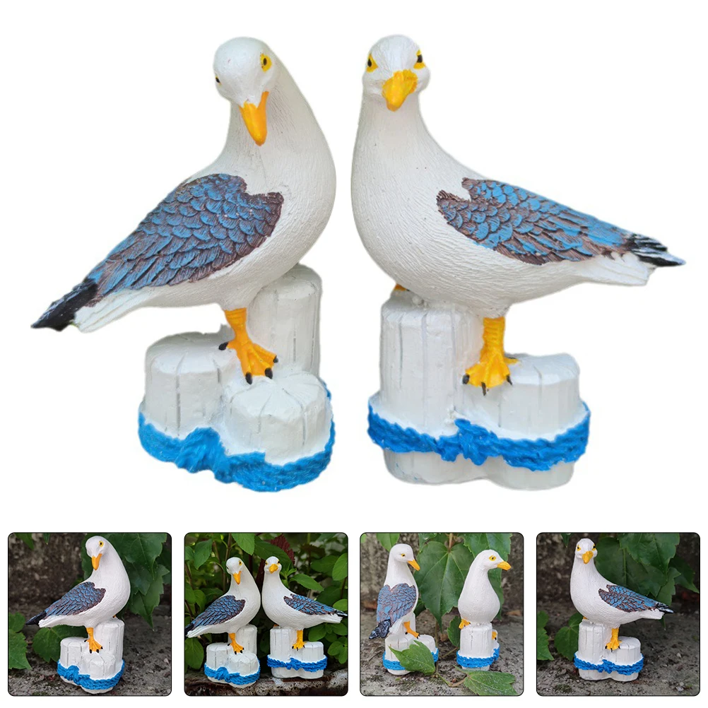 

Trendy Seagull Bird Decor Set Handmade Resin Craft Decorative Accent Cute Mediterranean Seagull Figuring For Home Table Decor
