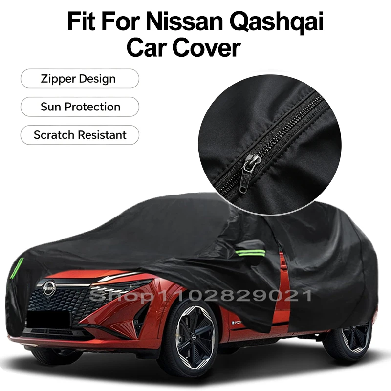 Zipper Door Waterproof Car Cover For Nissan Qashqai Windproof Dustproof UV Protection All Weather Auto Protector