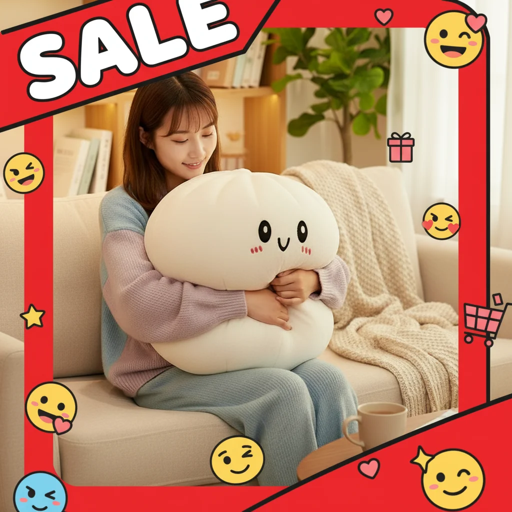 Großes Dumpling-Squishy-Plüschtier, weiches PET-Stofftier, Kuschelkissen, entzückendes Dampfgarer-Design, Heimdekoration, Stressabbau-Spielzeug für Kinder