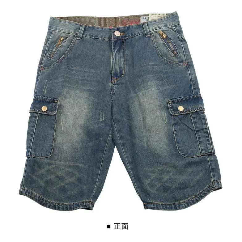 Summer Fashion Denim Jeans for Men Designer Knee Length Shorts Capri Loose Straight Leg Slim Casual Punk Workwear Cargo Shorts