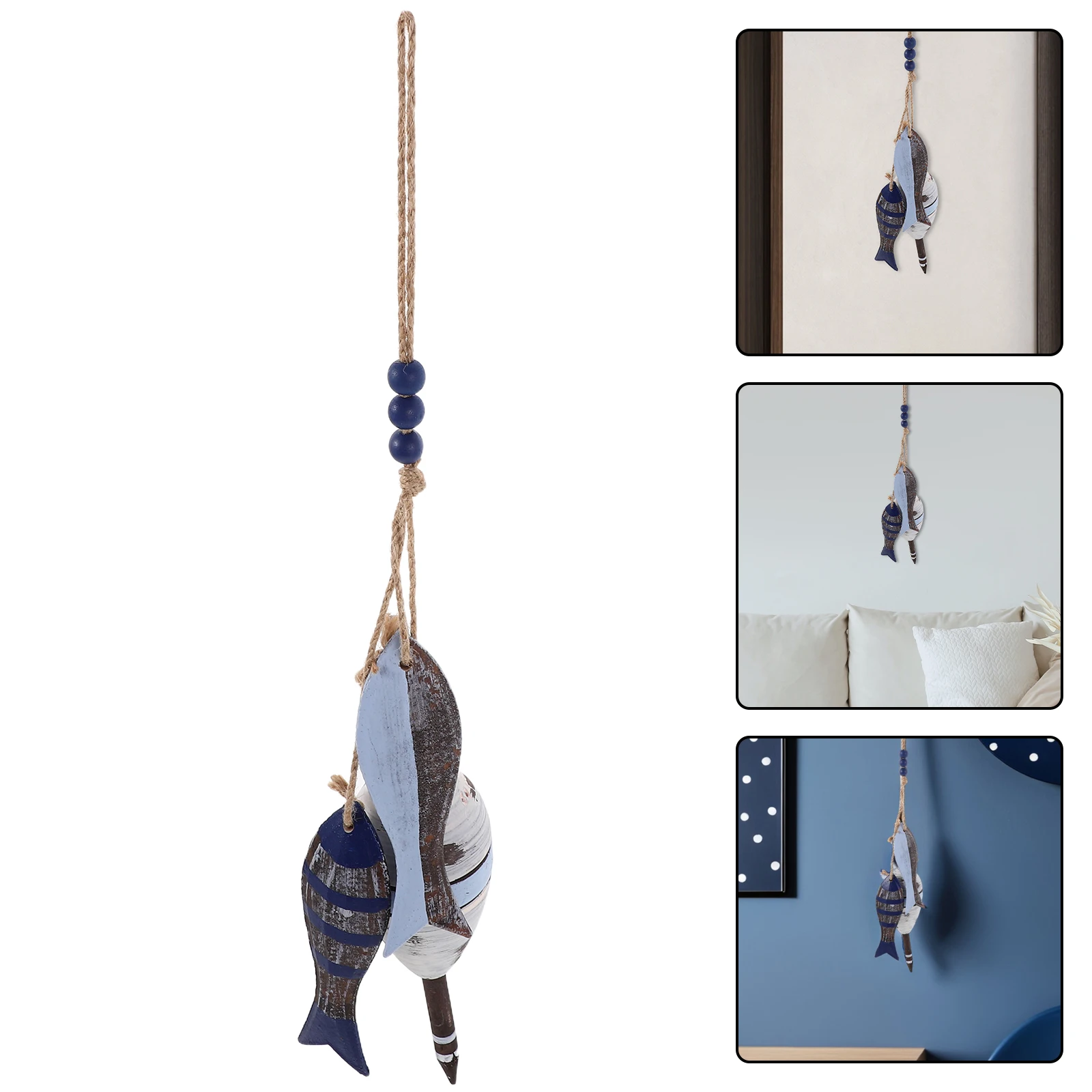 

Rustic Hand Carved Wooden Fish Wall Hanging Decor Mediterranean Nautical Style Beach Lake House Ornament Coastal Home Marine