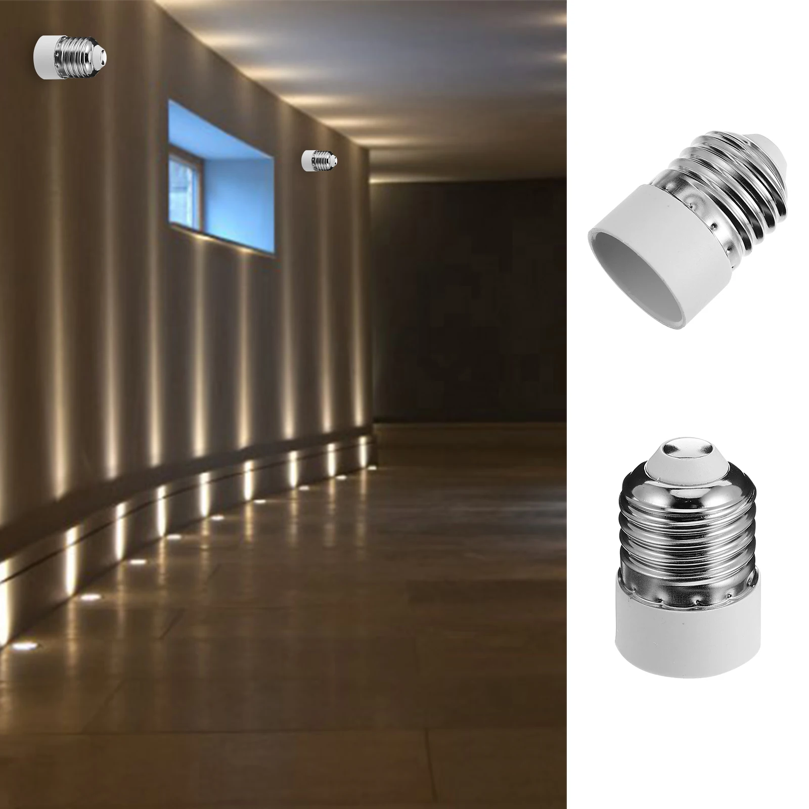 

10 pcs E27 to E14 Lamp Head Socket Converter Adapter 125VAC 660W Flame Retardant Material Easy Install Garage Workshop Use