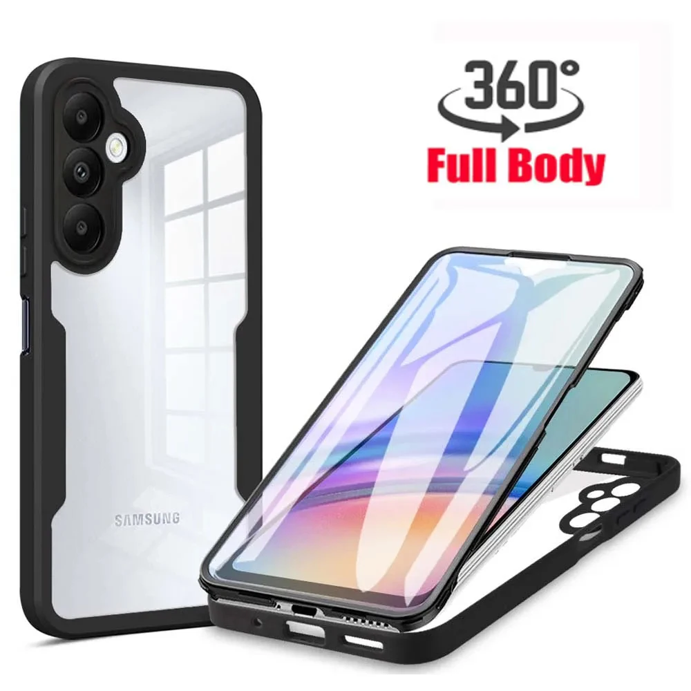 360 Full Body Screen Protector Transparent Case For Samsung Galaxy S24 S23 A15 A14 A54 A34 A05 A05S A04S Shockproof Phone Cover