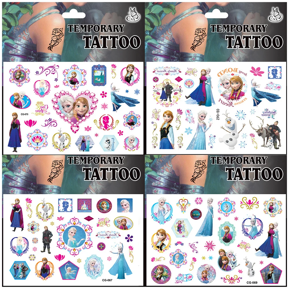 Disney Frozen Anna Elsa Princess Tattoo Stickers Toy Children\'s Birthday Party Decoration Frozen Cartoon Sticker Toys Kids Gifts