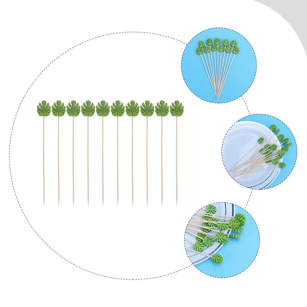 

200Pcs Bamboo Fruit Picks Leaf Design Disposable Food Sticks Party Cocktail Appetizer Picks Sushi Sticks Cocktail Stick