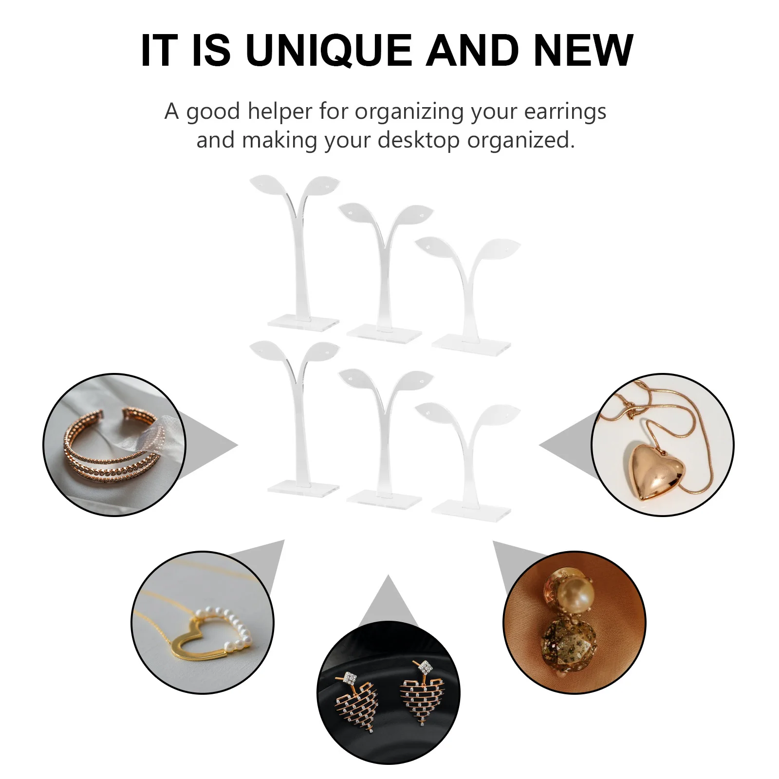 

6Pcs Leaf Shaped Acrylic Earring Holder Display Stand Jewelry Organizer Desktop Earring Rack Leaf Shaped Display Stand