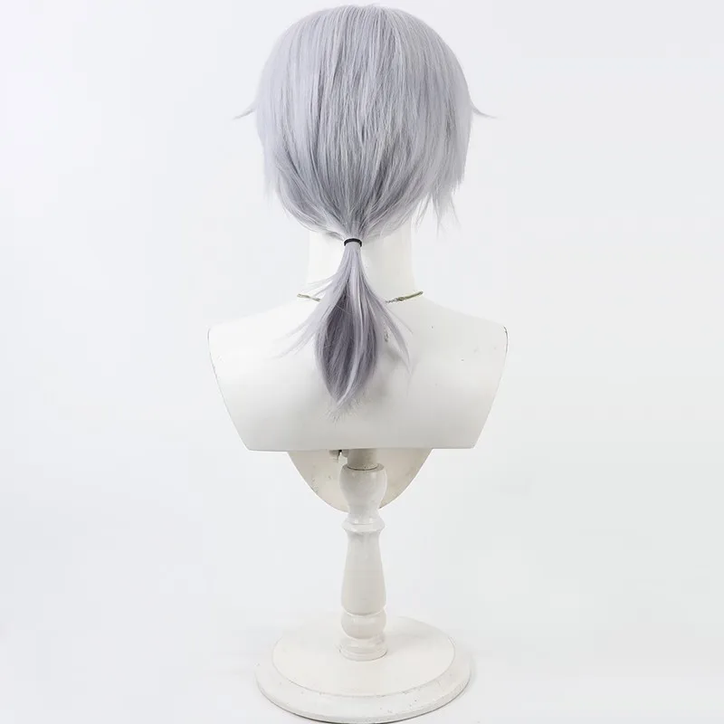 Perruque de Cosplay argentée torsadée du pays des merveilles, tresses courtes blanches, queue de cheval basse pour hommes et femmes, accessoires de jeu de rôle pour fête d'halloween