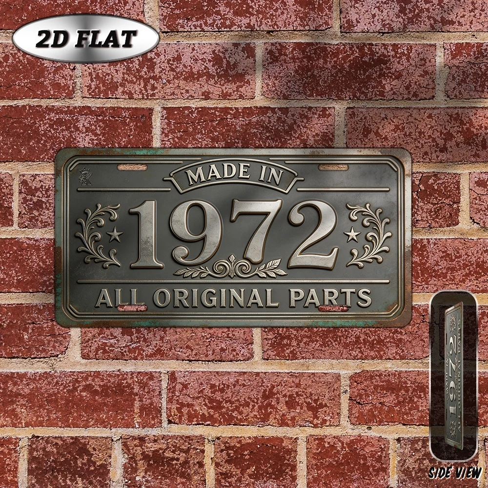 2D Flat, [2D Flat] 2D Flat Plane, 1pc, Vintage Metal Aluminum Sign 30.48 × 15.24 cm, Made in 1972, Genuine Part, Outdoor Plaque