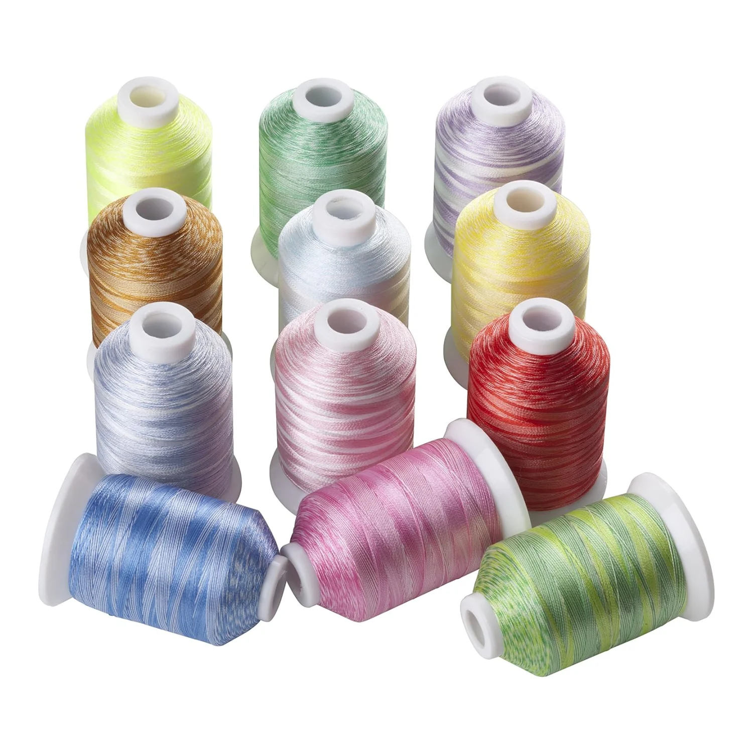 Simthread 12 Variegated Colors Polyester Embroidery Machine Thread for Most Home Sewing Embroidery Machines 1100 Yards Each