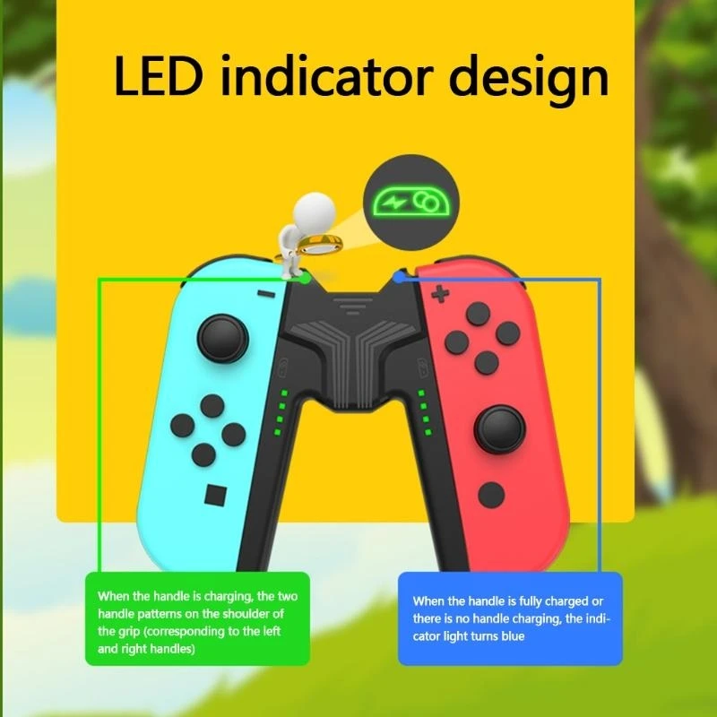 تحكم اليسار واليمين شحن قبضة على شكل حرف V لعبة لاسلكية مقبض للتبديل ، تهمة أثناء اللعب