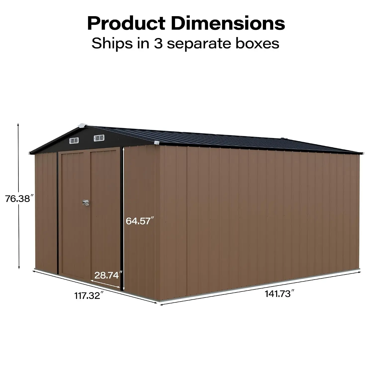 10 x 12 FT Outdoor Storage Shed, Heavy Duty Galvanized Steel Storage Shed with Double Lockable Doors, Gable Roof, Customized