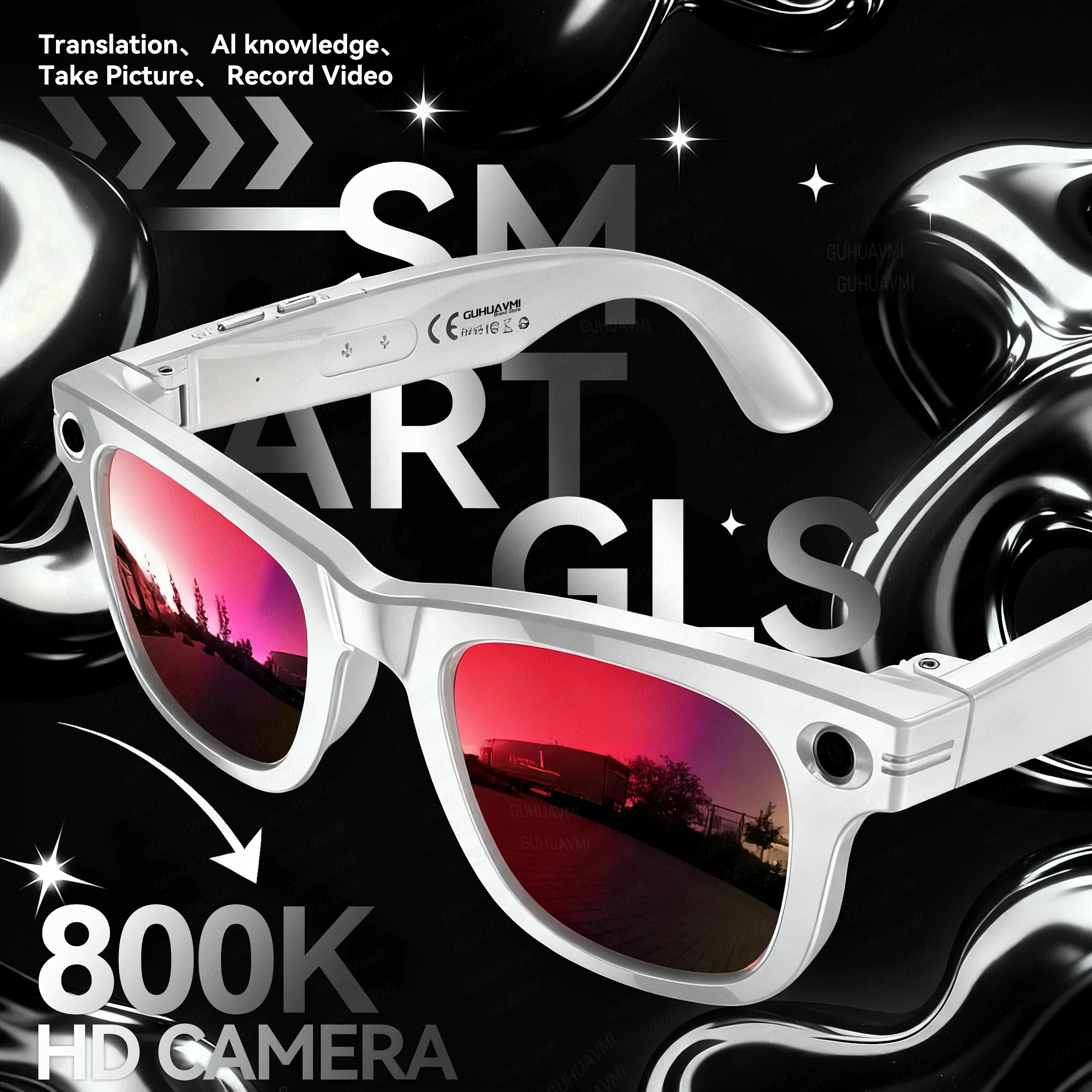 

Новые 8-мегапиксельные умные солнцезащитные очки с камерой, видеозапись, очки с искусственным интеллектом, распознавание фотографий, беспроводные Bluetooth-очки для звонков, спортивные наушники