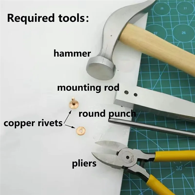 

42 шт., набор медных заклепок и заусенцев, кожаные заклепки, инструмент для установки крепления с дыроколом, резак для ремней, кошельков-A27R