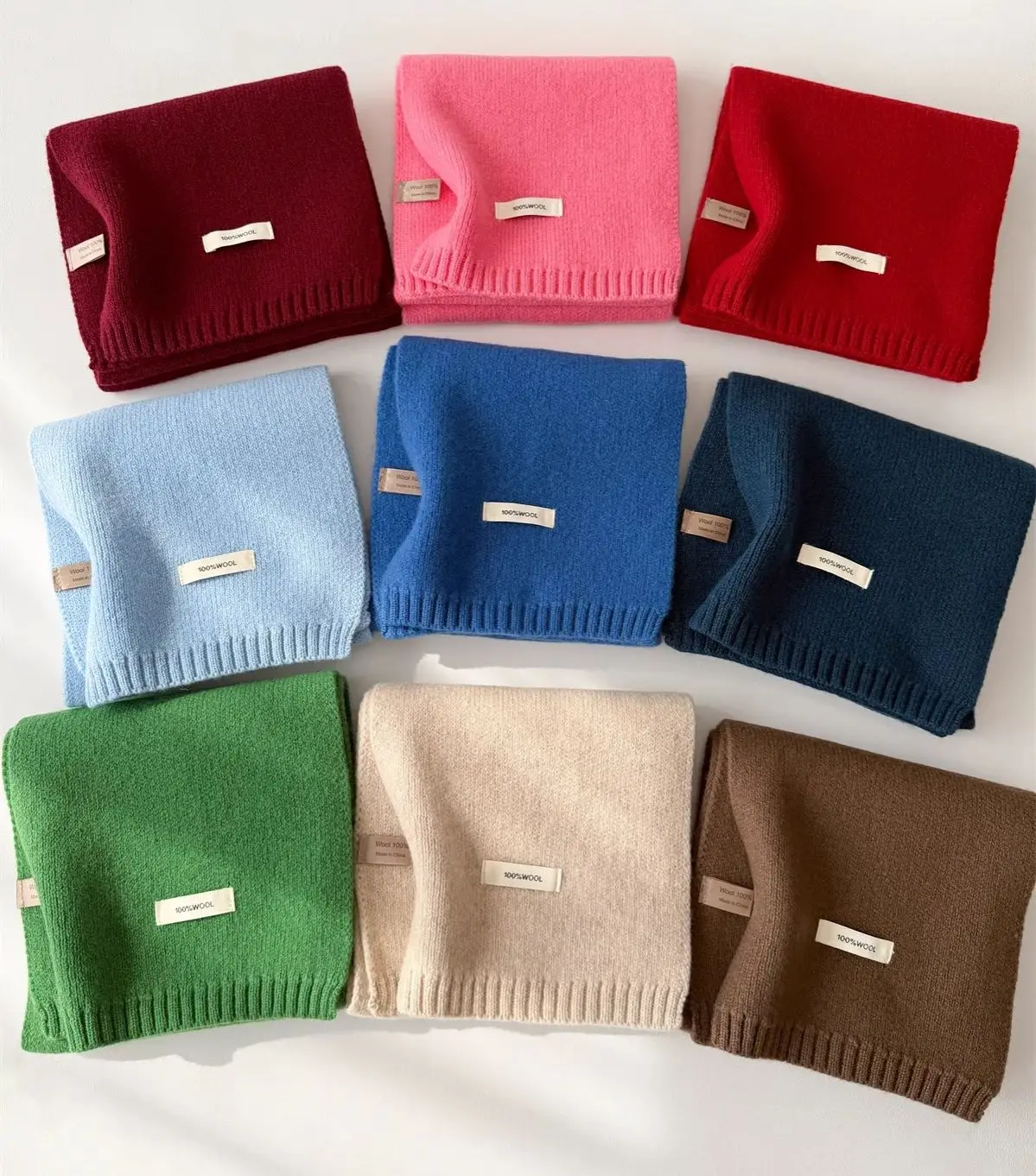 

100% Wool Winter Scarves Woman Autumn Korea Fashion Orange Red Yellow Coffee Wool Neck Warmer Neck Scarf Winter Accessories