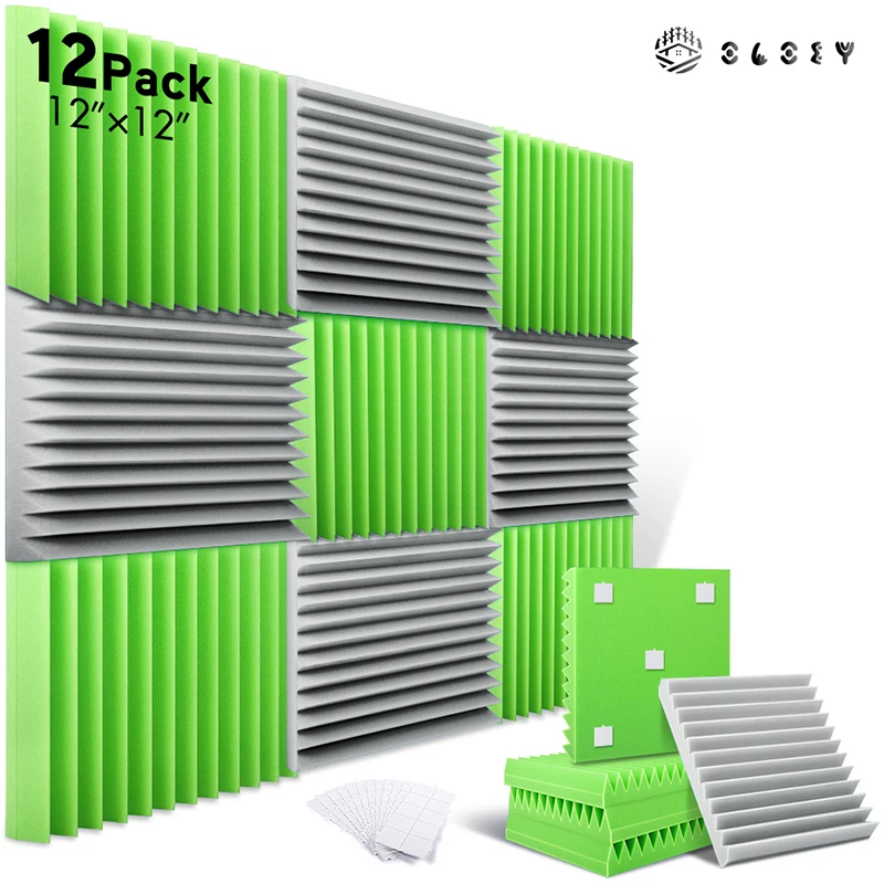 

Soundproofing Foam Panel 12 Pack, For Gaming Room Podcast Recording Studio Noise Canceling, Acoustic Foam Wedge Wall Panels