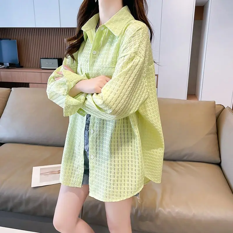 カーディガン 薄手ジャケット 夏 大きいサイズ 新しい韓国風 ゆったりシフォンシャツ