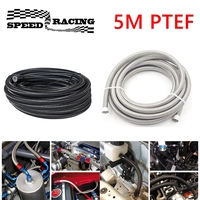 5M PTFE Universal Racing Hose AN4-AN12 Stainless Steel Braided Brake Hose Fuel Oil Line Oil Cooler Car Hose Pipe Black Silver
