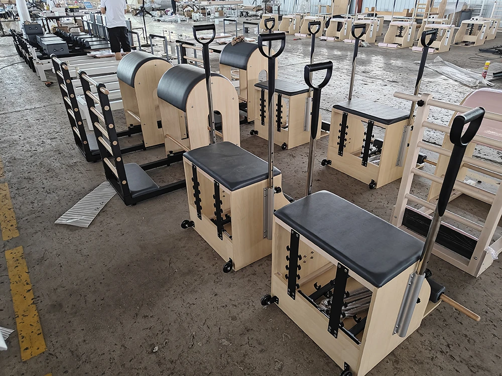 Custom Commercial Oak Wood Wunda Chair for Yoga & Pilates Studio Portable with Stainless Steel Spring Adjustable for Body Health