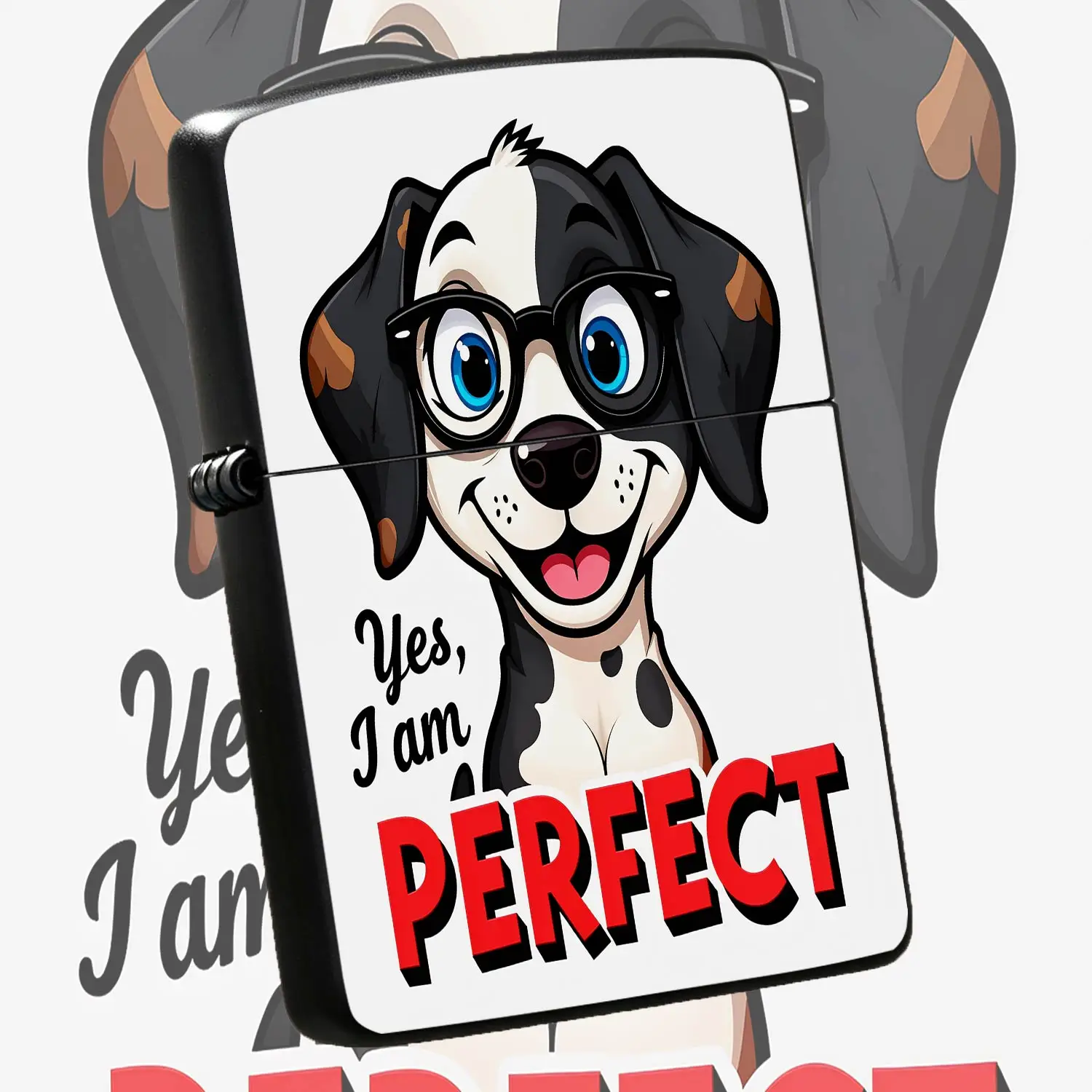 Cartoon Dog Print Portable Decorative Accessory, Cute Pet Pattern Delicate Daily Use Item With Yes I Am Perfect Slogan, Ideal Thoughtful Gift For Friends Family For Travel Home Office And Various Occasions A Humorous And Interesting Lighter