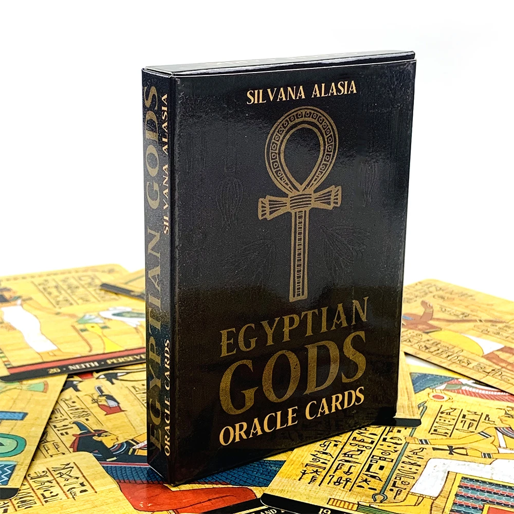 Cartas del Oráculo de los Dioses Egipcios de 10.3*7.4cm, 36 Cartas del Oráculo, Edición en Inglés, Mazo de Cartas de Adivinación, Herramientas para Jugar
