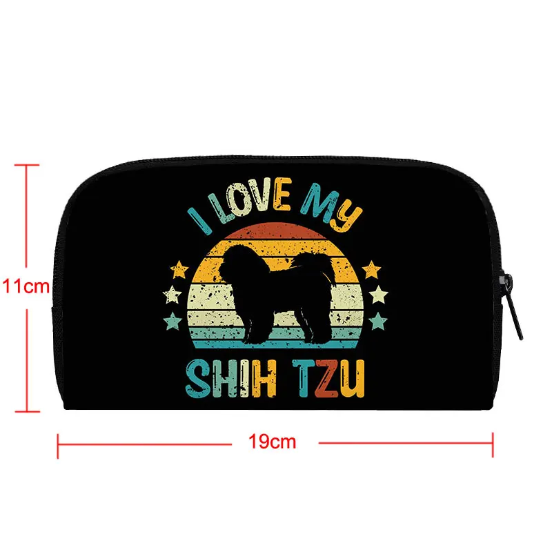 Cute Dog Print Cosmetic Case Shih Tzu Women Makeup Pouch Bichon Frise/maltese Dog Jewelry Organizer  Puppy Cosmetic Bag Wash Bag