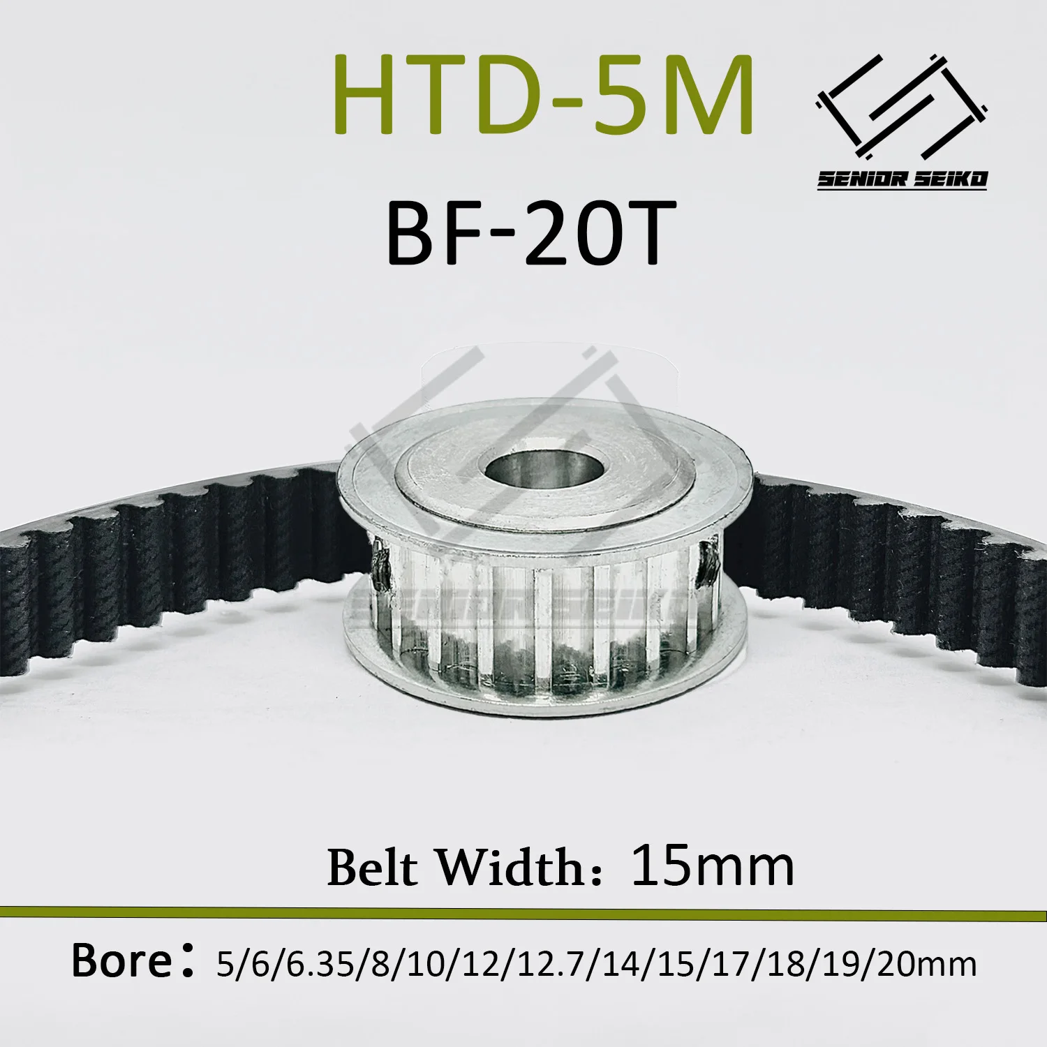 HTD5M Kit 40Teeth 20T Timing Pulley Belt Set Belt Width 15mm Bore 5~30mm Reduction 2:1 Deceleration Pulley Kit Synchronous Wheel