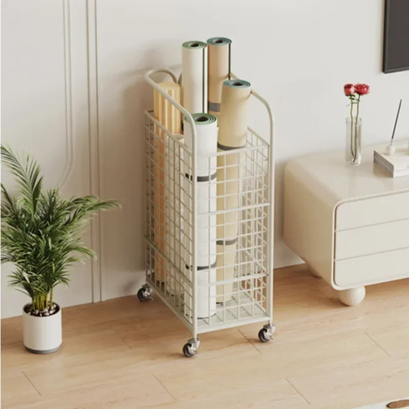 Modern Minimalist Large Grid Yoga Mat Storage Basket 360 Degree Movable Universal Wheel Sports Equipment Storage Basket