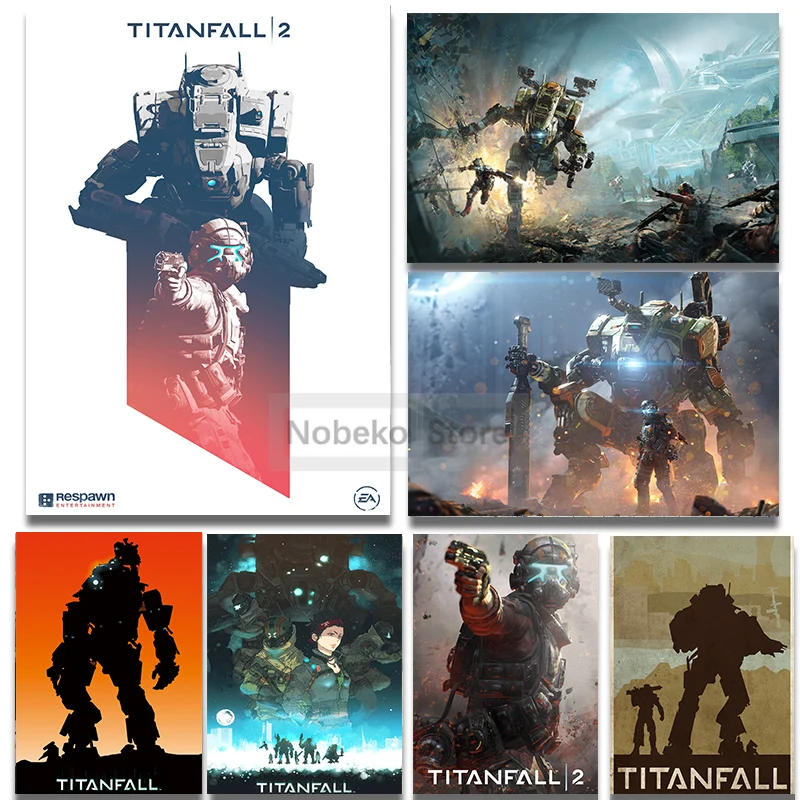 Classic FPS Games Titanfall 1 2 Posters Mechs Pilot Sci-Fi Game Prints Canvas Wall Art Pictures Home Game Room Decor Gamer Gift