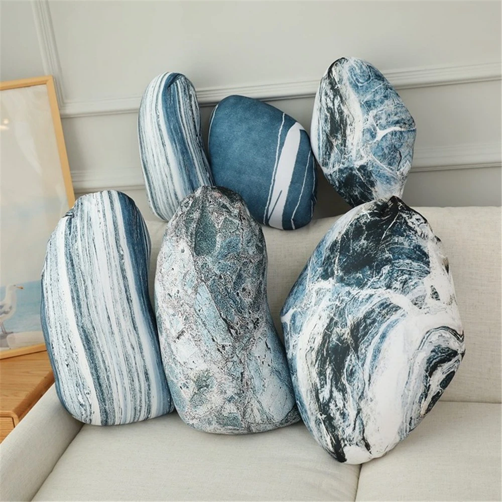 Simulation Stone Shape Plush Cushion Soft Stuffed Cobblestone Pillow Kids Play Toys Backrest Pillow for Home Sofa Decoration