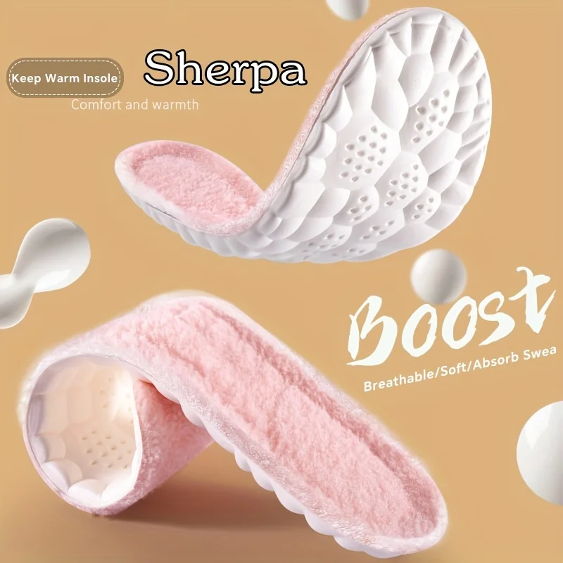 Thicken Thermal Winter Sport Insoles Warm Soft Comfortable Breathable Plush Shoes Pad Accessories Feet Care Cushion For Winter