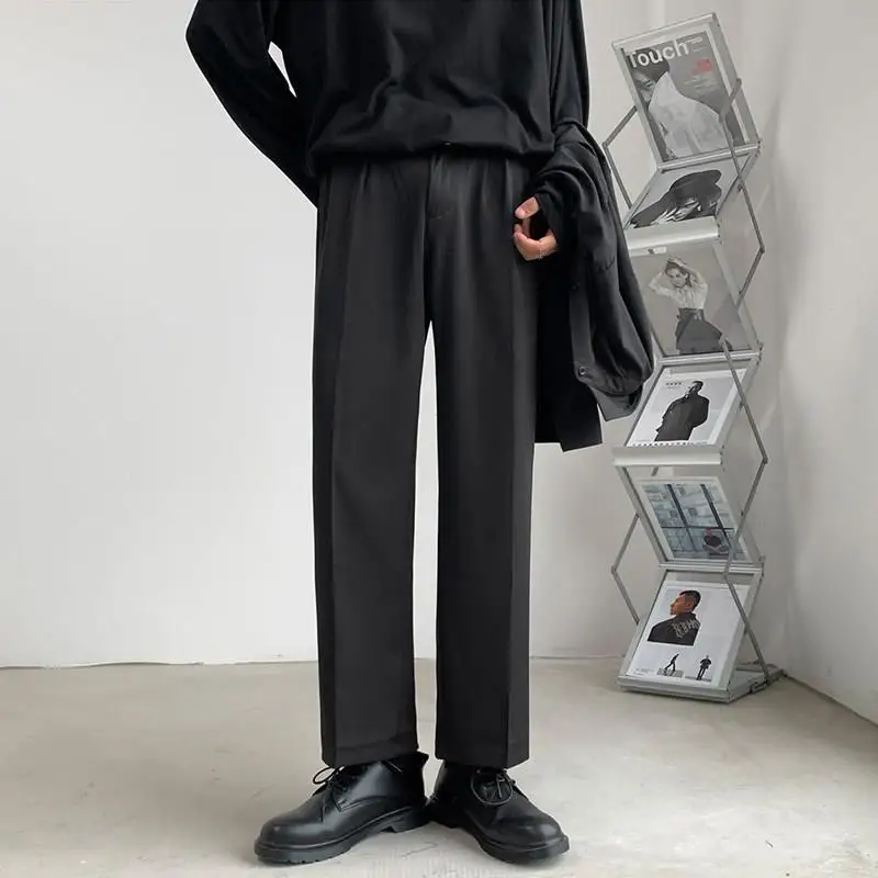 

Spring Autumn Men's Straight Leg Loose Business Formal Pants Japanese Style Drape Casual Trendy High-End Nine-Piece Suit Trou...
