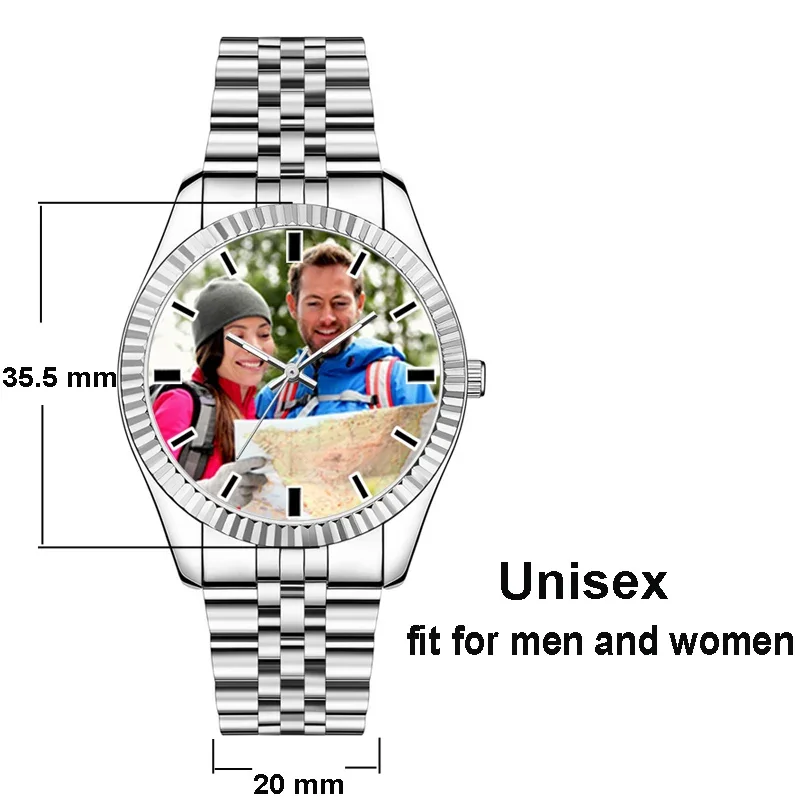 Custom Photo Watch Unisex Men Women Quartz Watch Photo Print on Watch Dial DIY Clock Creative rlx Watch Unique Gift For Lovers