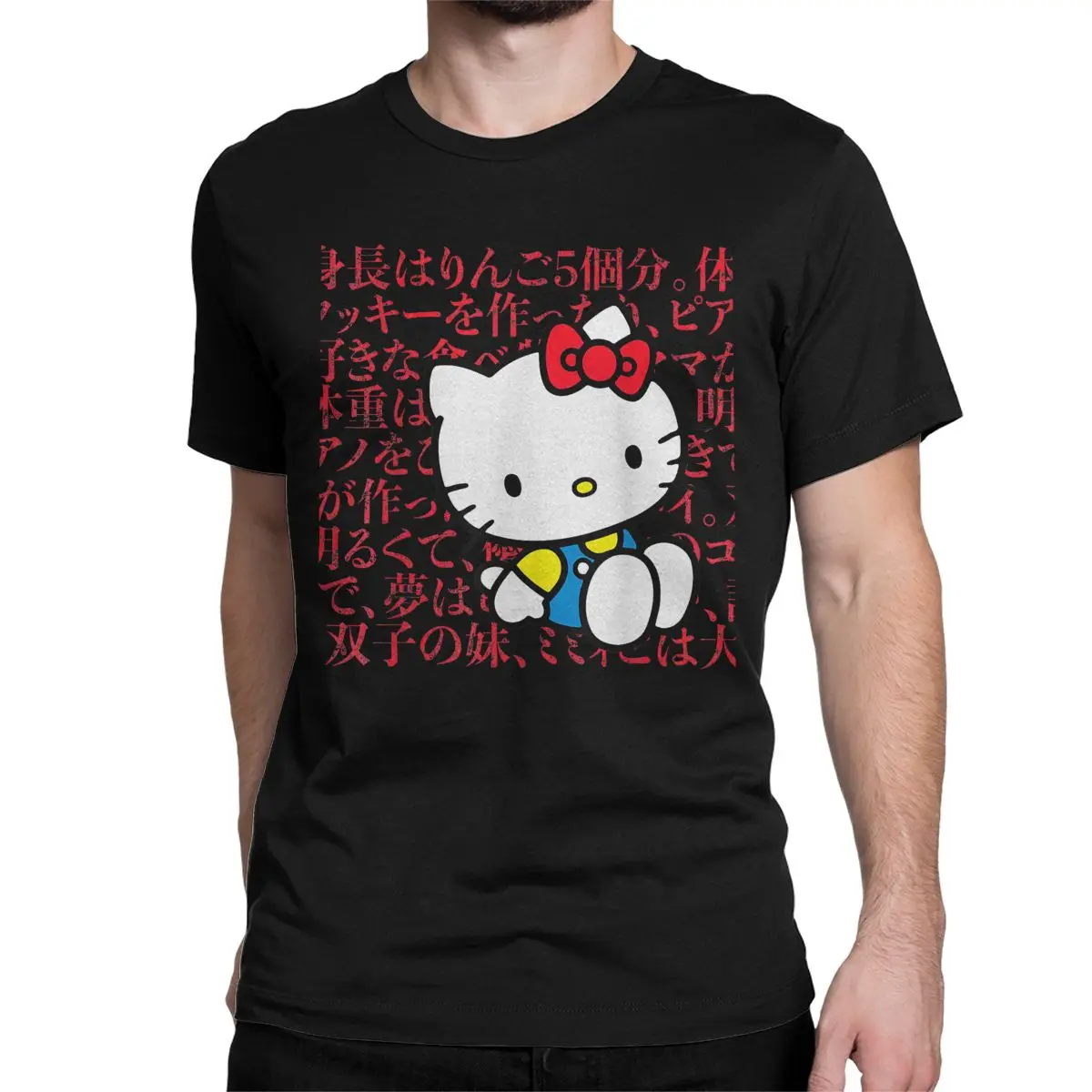 Hello Kitty Kanji Japanese Biography T Shirt Men Women Cotton Casual T-Shirt O Neck Tees Short Sleeve Tops Graphic