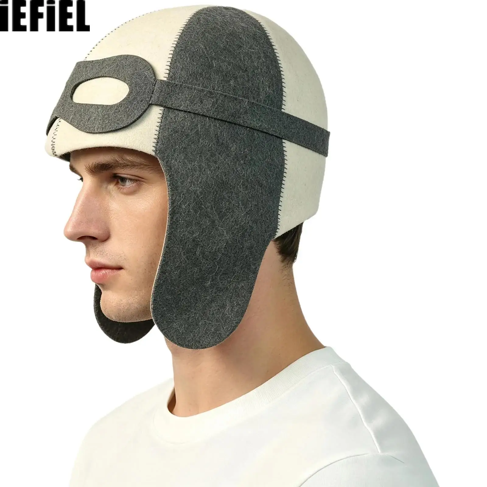 Men Women Color-blocked Pilot Felt Sauna Hat Water-absorbing Heat-insulating Bath Cap for Adult Steam Room Spa Casual Daily Life