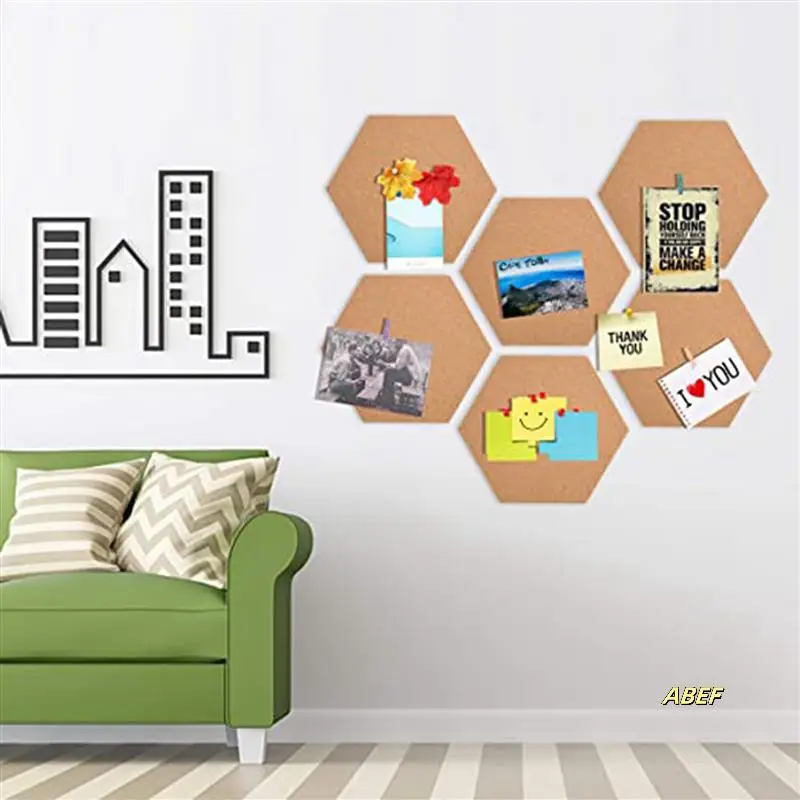 18 قطعة لوحة الفلين السداسية البلاط ذاتية اللصق سميكة Corkboards للجدار لوحات مذكرة لوحة إبرية لوحة الإعلانات الزخرفية